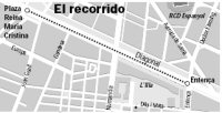 Recorrido de la prueba piloto del Tranvía de la Diagonal, año 1996. Foto El Periódico
