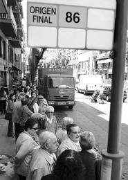 Parada final y origen en la calle Tajo de Horta, Mayo 2002