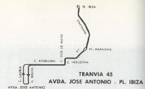 Recorrido del tranvia 45, en 1966