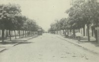 Autobus en el inicio de la lnea en San Just, aos 1924-1927