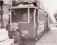 Tranvia de la lnea 59 en Muntaner con Provenza, ao 1945