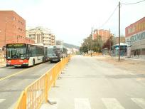 En la C de Cornell en Esplugues, durante las obras del TramBaix, marzo 2002