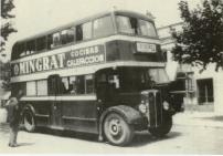 Autobus de la lnea EJ a su paso por Esplugues camino de la Pl.Espaa, aos 50