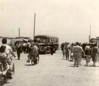 En el inicio del recorrido en la Playa, en 1955