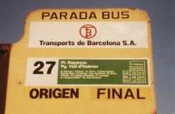 Indicación de origen y final de la línea en un palo de parada del tipo TB