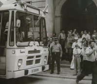 Inauguración de los primeros autobuses del servicio urbano de Sant Feliu 9-7-1976, Foto Butlletí Sant Feliu